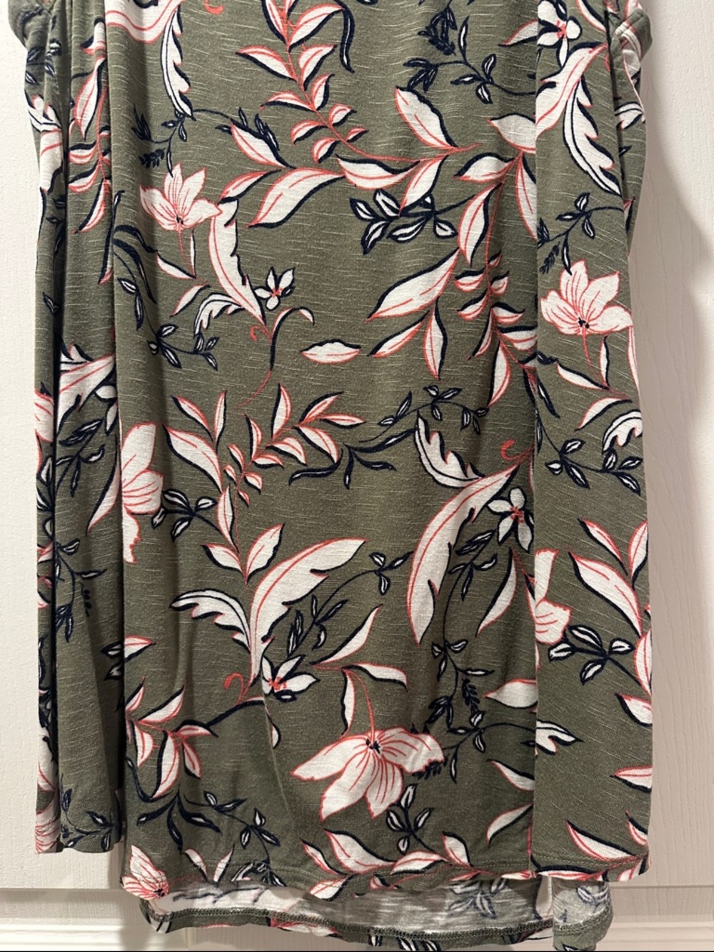 Maurices Olive Floral Tank Top with Pink & Cream Blooms - Picture 3 of 5